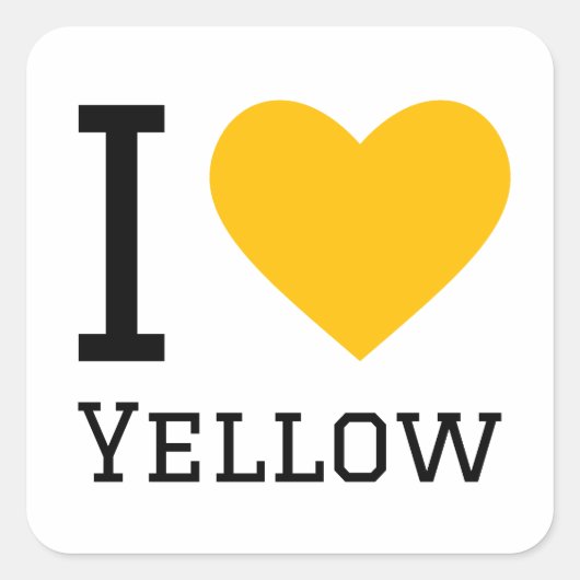 I Liebe gelb Quadratischer Aufkleber (Vorderseite)