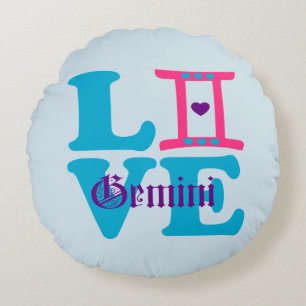 ♊😍 I Liebe Gemini-Zodiac Sign Round Throw Rundes Kissen