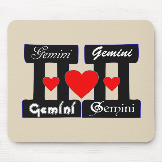 ♊😍 I Liebe Gemini-Zodiac-Zeichen Mousepad (Vorne)