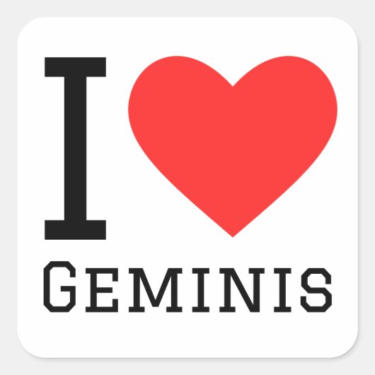 I Liebe Geminis Quadratischer Aufkleber (Vorderseite)