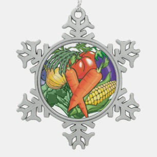 I Liebe Gemüsegarten Schneeflocken Zinn-Ornament