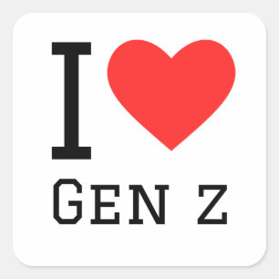 I Liebe gen z Quadratischer Aufkleber