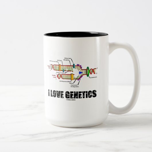 I Liebe Genetik (DNA-Replikation) Zweifarbige Tasse (Rechts)