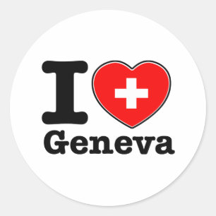I Liebe Genf Runder Aufkleber
