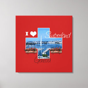 I Liebe Genf, Schweiz - Ausgewickelte Canvas Leinwanddruck