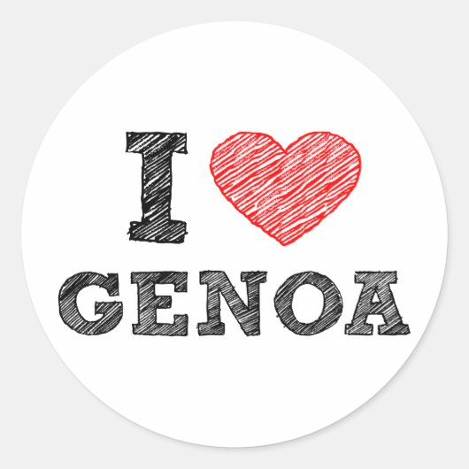 I Liebe Genua Runder Aufkleber (Vorderseite)
