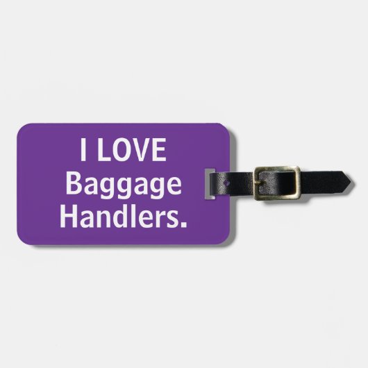 I Liebe Gepäckabfertiger Gepäckanhänger lila (Vorderseite horizontal)