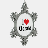 I Liebe Gerald Schneeflocken Zinn-Ornament (Links)