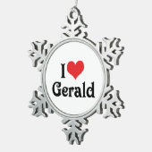 I Liebe Gerald Schneeflocken Zinn-Ornament (Rechts)