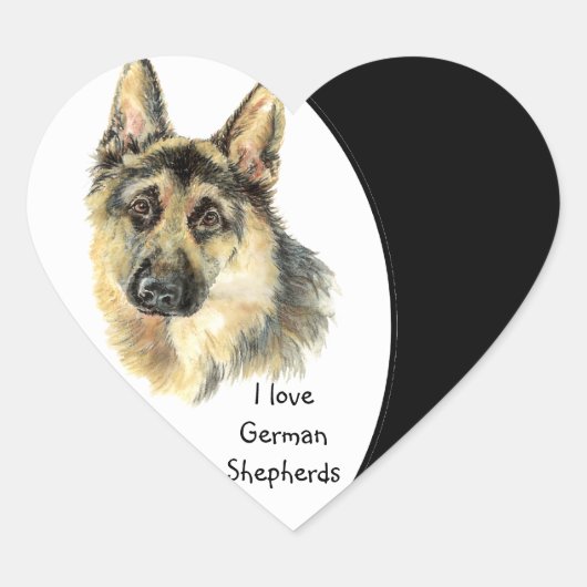 I Liebe German Shepherd Dog, Haustier mit Herz Herz-Aufkleber (Vorderseite)
