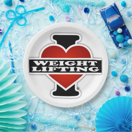 I Liebe-Gewichts-Anheben Pappteller (Party)