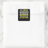 I Liebe gewinnt Quadratischer Aufkleber (Tasche)