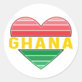 I Liebe Ghana, Ghanaisches Herz Runder Aufkleber (Vorderseite)