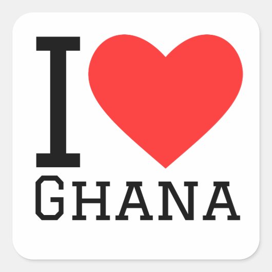 I Liebe ghana Quadratischer Aufkleber (Vorderseite)