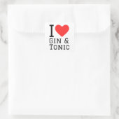 I Liebe Gin und Tonic Quadratischer Aufkleber (Tasche)