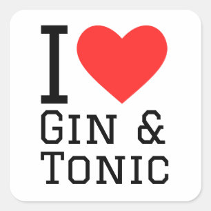 I Liebe Gin und Tonic Quadratischer Aufkleber