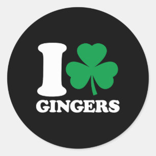 I Liebe Gingers - I Heart Gingers - St Patricks Da Runder Aufkleber