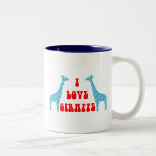 I Liebe Giraffe (blau) Zweifarbige Tasse
