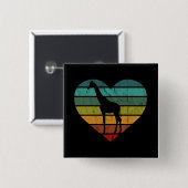 I Liebe Giraffen Retro Herz Button (Vorne & Hinten)