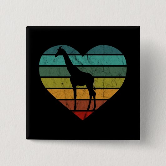 I Liebe Giraffen Retro Herz Button (Vorderseite)
