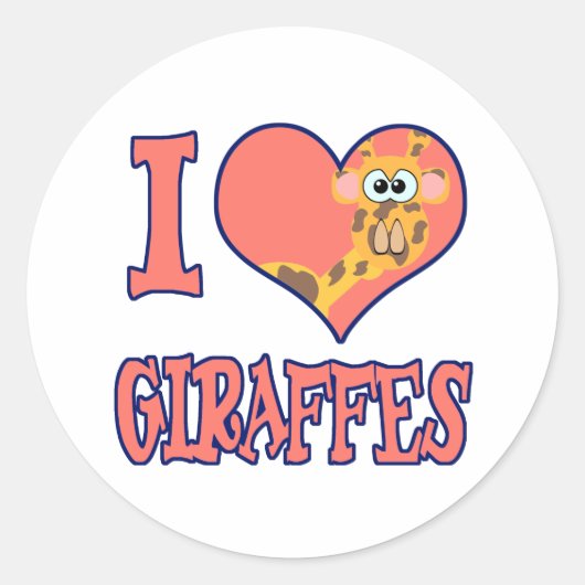 I Liebe Giraffen Runder Aufkleber (Vorderseite)