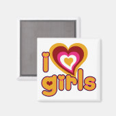 I Liebe Girls Retro Magnet (Vorderseite/Rückseite)