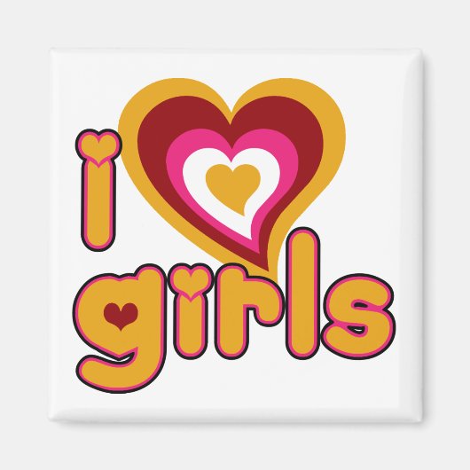 I Liebe Girls Retro Magnet (Vorne)