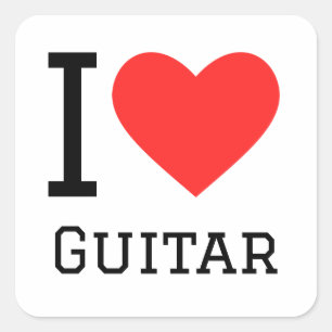 I Liebe Gitarre Quadratischer Aufkleber