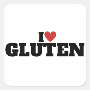 I Liebe Gluten Quadratischer Aufkleber