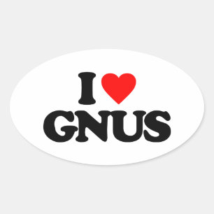 I LIEBE GNUS OVALER AUFKLEBER