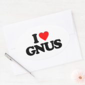 I LIEBE GNUS OVALER AUFKLEBER (Umschlag)
