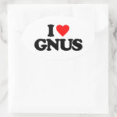 I LIEBE GNUS OVALER AUFKLEBER (Tasche)