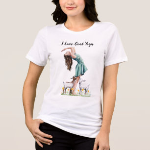 I Liebe Goat Yoga, Watercolor Girl & Goats Tri-Blend Shirt