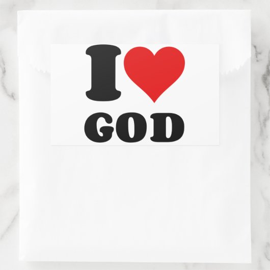 I LIEBE GOD RECHTECKIGER AUFKLEBER (Tasche)