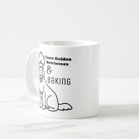 I Liebe Golden Retrievers and Baking Line Art Kaffeetasse (Vorderseite Links)