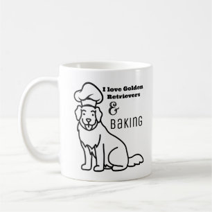 I Liebe Golden Retrievers and Baking Line Art Kaffeetasse