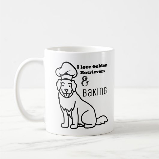 I Liebe Golden Retrievers and Baking Line Art Kaffeetasse (Links)
