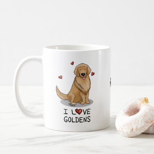 I Liebe Goldens - I Liebe Golden Retrievers Kaffeetasse (Mit Donut)
