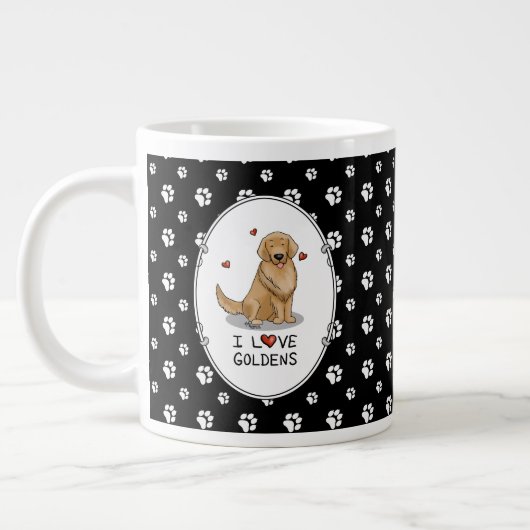 I Liebe Goldens I Liebe Golden Retrievers Niedlich Jumbo-Tasse (Links)