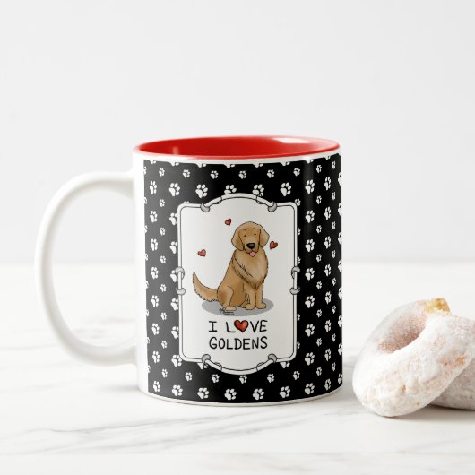 I Liebe Goldens I Liebe Golden Retrievers Niedlich Zweifarbige Tasse (Mit Donut)