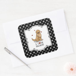 I Liebe Goldens - I Liebe Golden Retrievers Quadratischer Aufkleber
