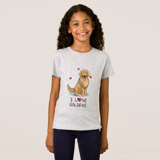 I Liebe Goldens - I Liebe Golden Retrievers T-Shirt (Vorne ganz)