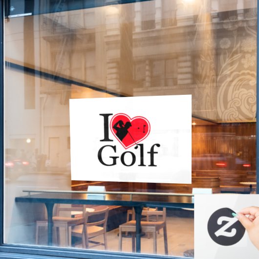 I Liebe Golf Fensteraufkleber (Café-Fenster)