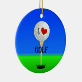 I Liebe Golf, Golf Ball im T-Shirt Keramikornament (Rechts)