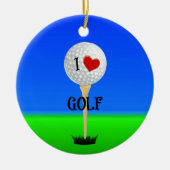 I Liebe Golf, Golf Ball im T-Shirt Keramikornament (Vorne)