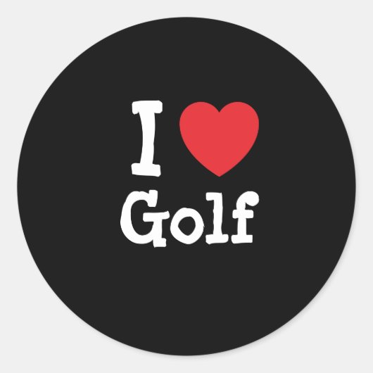 I Liebe Golf-Herz personalisiert Runder Aufkleber (Vorderseite)