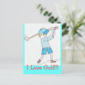 I Liebe Golf Postcard Postkarte (Stehend Vorderseite)