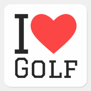 I Liebe Golf Quadratischer Aufkleber