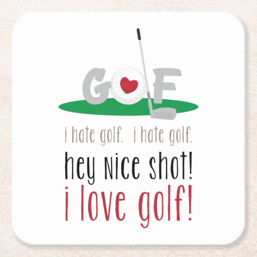 I Liebe Golf Rechteckiger Pappuntersetzer (Vorderseite)