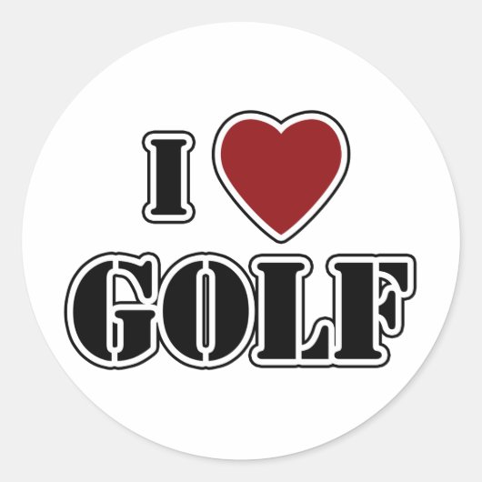 I Liebe Golf Runder Aufkleber (Vorderseite)